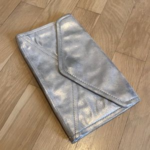 Silver suede gap envelope clutch